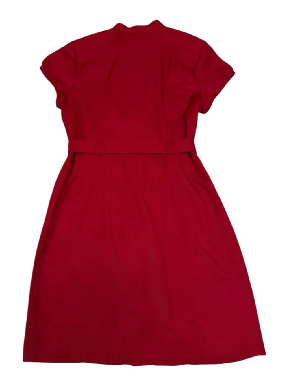 Laura Short Sleeve Red Dress | Button Front & Tie Waist - Size 12 - Picture 3 of 9